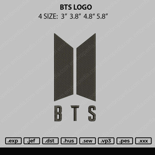 BTS Logo Embroidery Machine Design File 4 size
