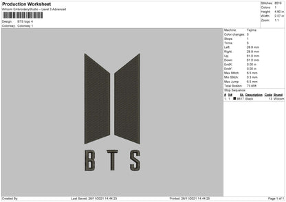 BTS Logo Embroidery Machine Design File 4 size