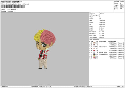 BTS 003 Embroidery Mahcine Design File 4 size