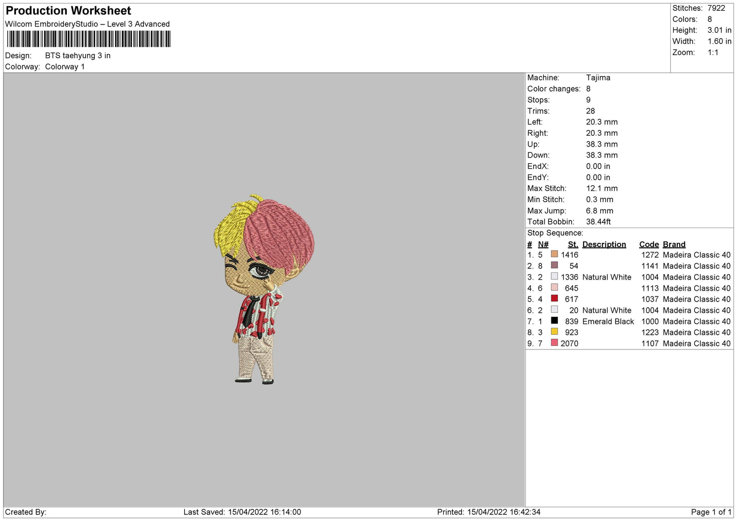 BTS 003 Embroidery Mahcine Design File 4 size
