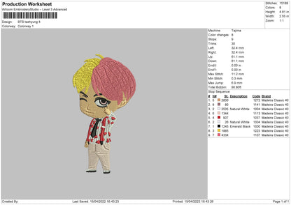 BTS 003 Embroidery Mahcine Design File 4 size