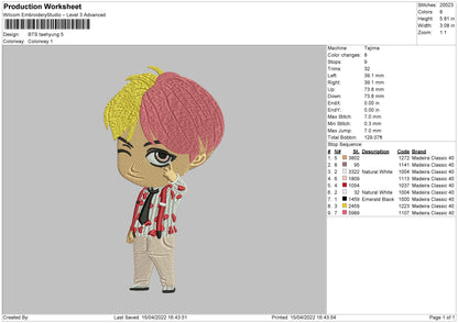 BTS 003 Embroidery Mahcine Design File 4 size