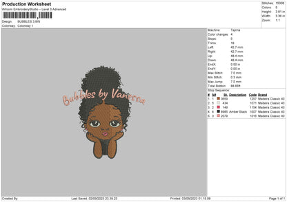 Bubbles Embroidery Machine Design File 6 sizes