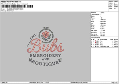Bubstext Embroidery File 6 sizes