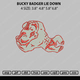 Bucky Badger Lie Down Embroidery File 4 size