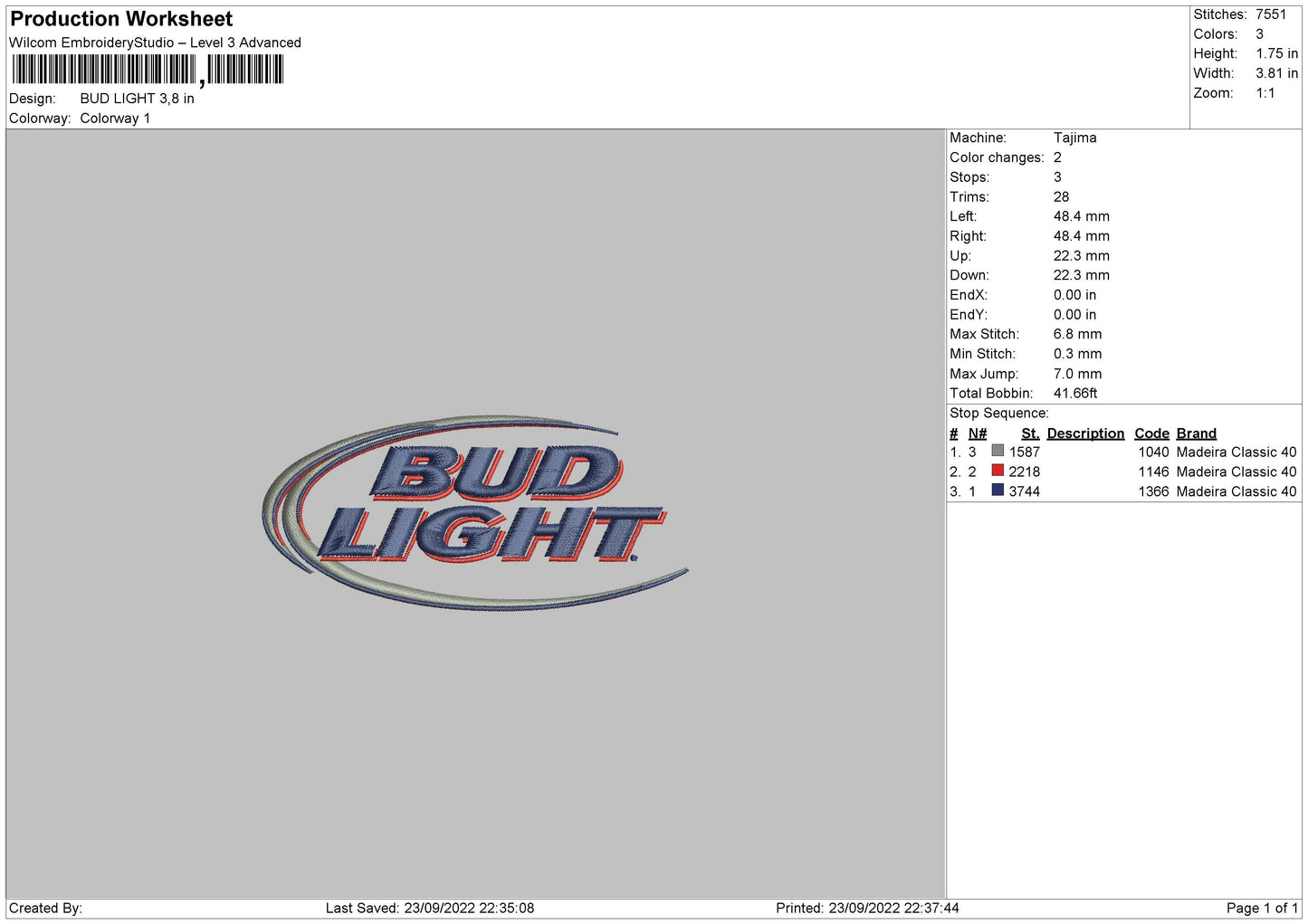 Bud Light Embroidery File 5 sizes