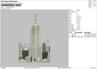 Buildings Embroidery File 6 sizes