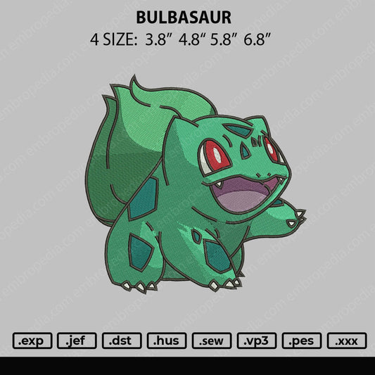 Bulbasaur Embroidery Design File 4 size
