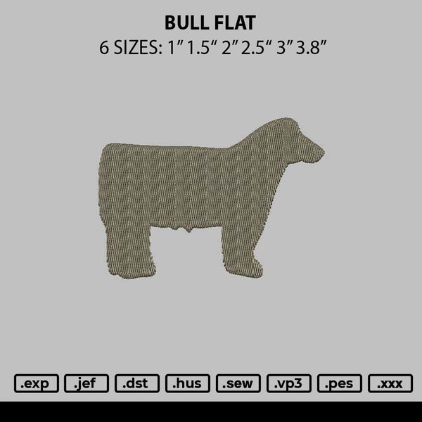 Bull Flat Embroidery File 6 sizes