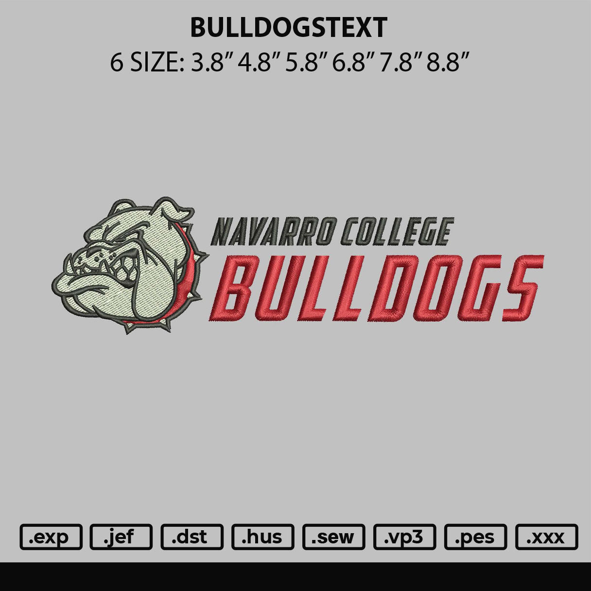 Bulldogstext Embroidery Machine Design File 6 sizes