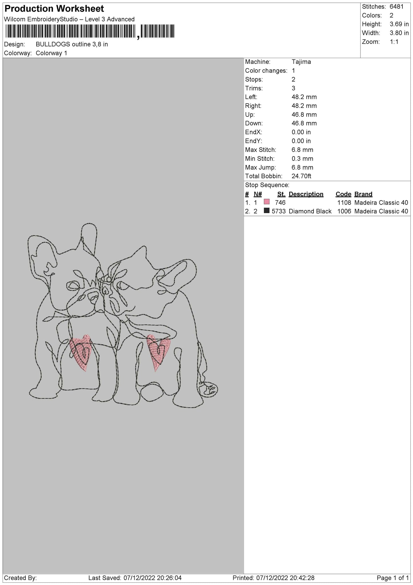 Bulldogs Outline Embroidery File 6 sizes