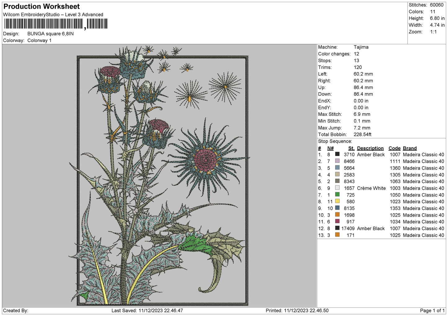 Flower Square Embroidery File 6 sizes