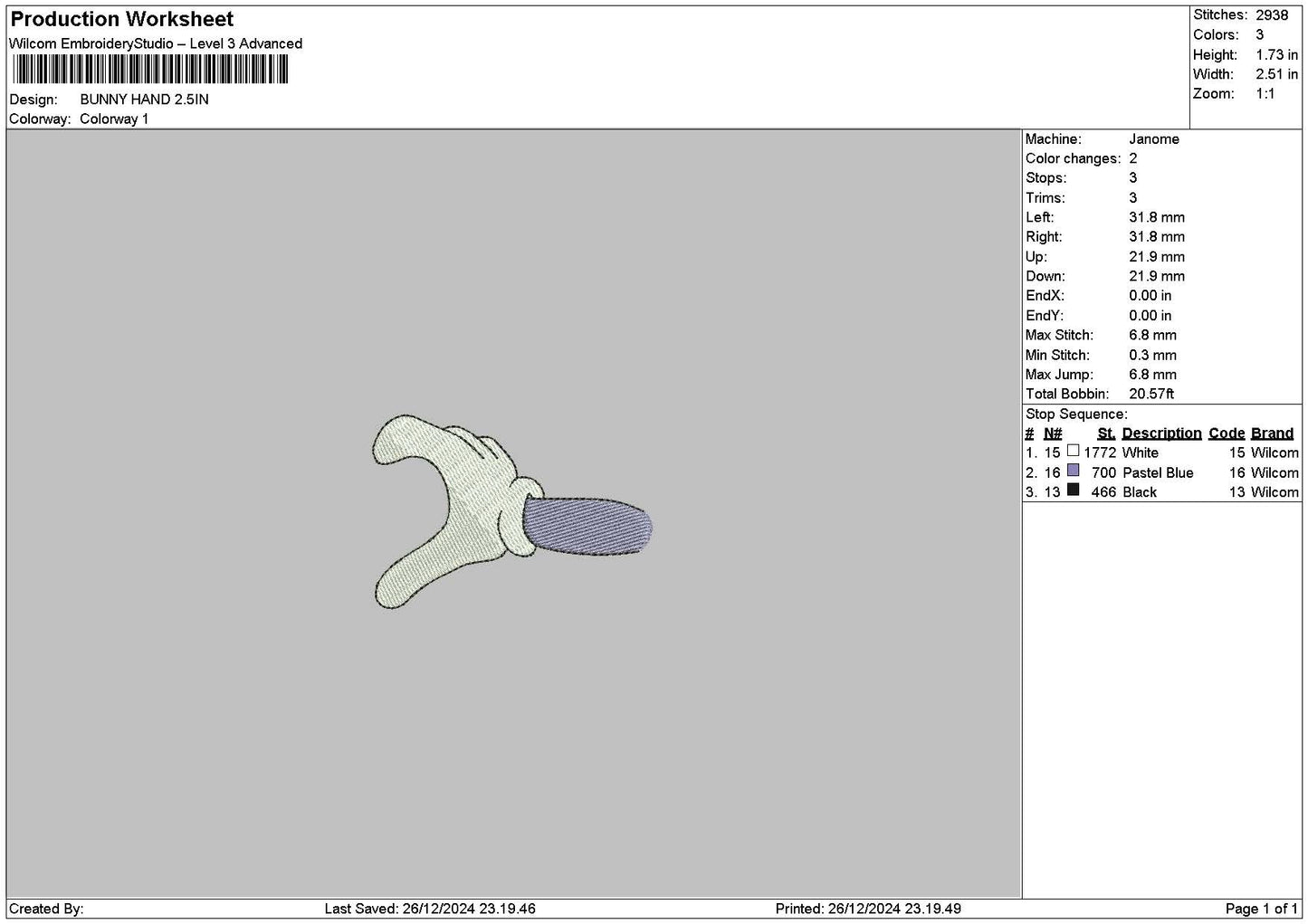 Bunny and 01 Embroidery File 6 sizes