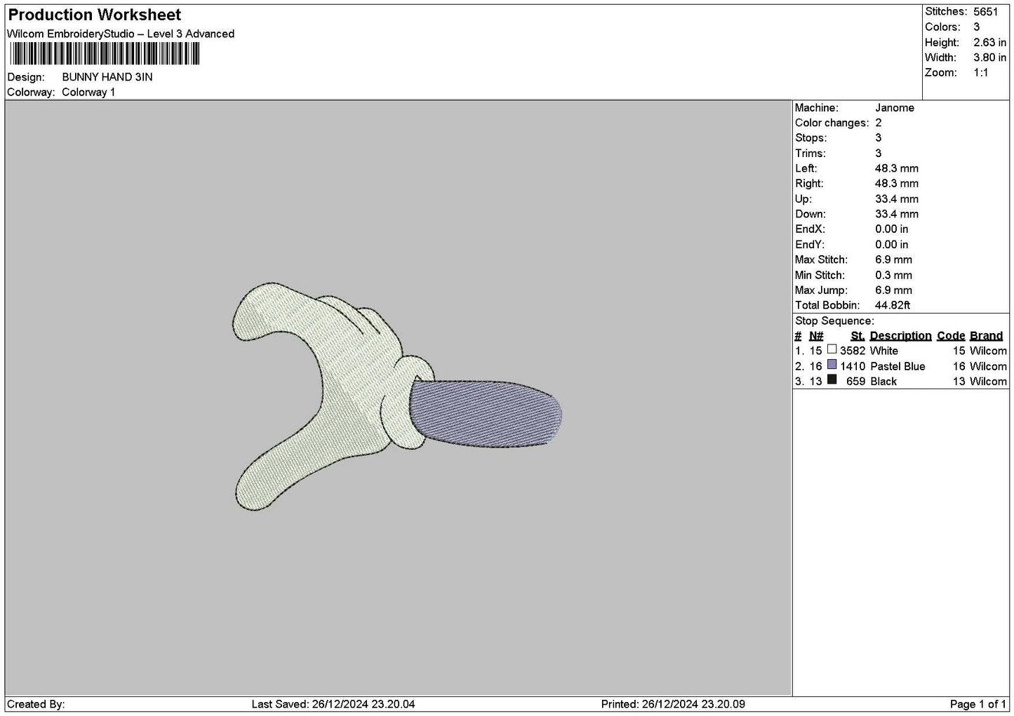 Bunny and 01 Embroidery File 6 sizes