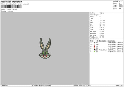 Bunny Money Embroidery Machine Design File 6 sizes