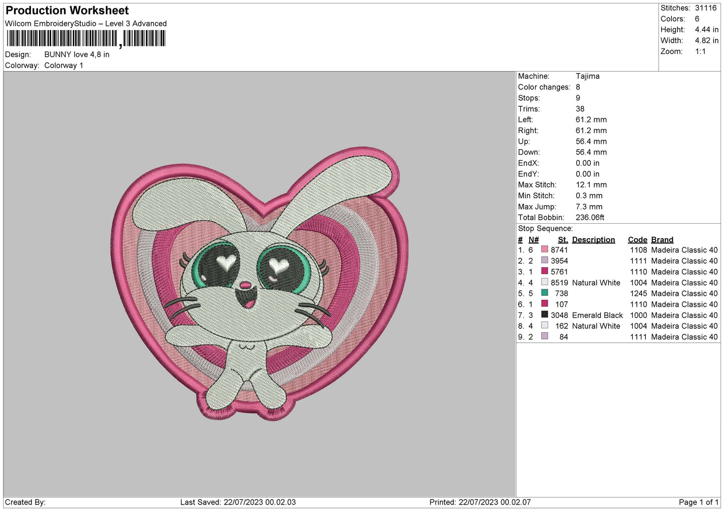 Bunny Love Embroidery Machinr Design File 6 sizes