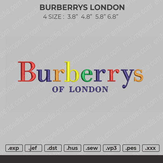 Burberrys London Embroidery Design File 4 size