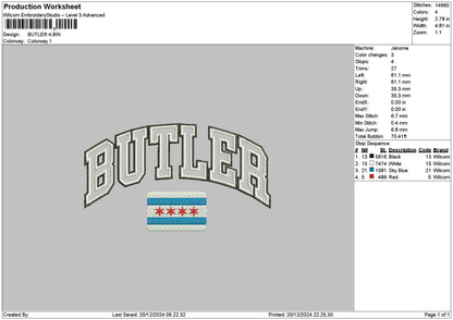 Butlertext Embroidery File 6 sizes