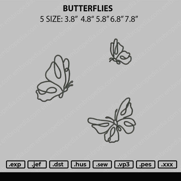 Butterflies Embroidery File 5 sizes