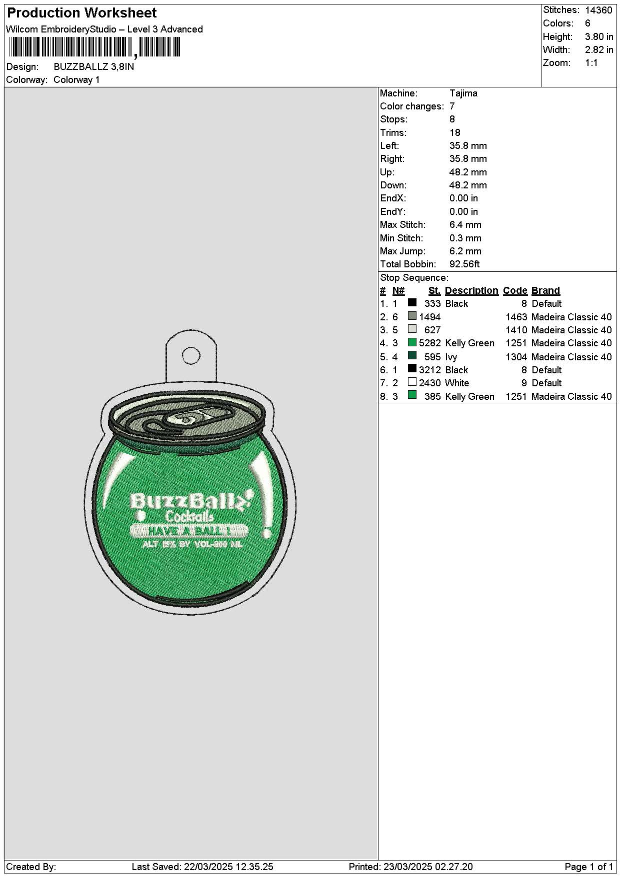 Buzztext Embroidery File 6 sizes