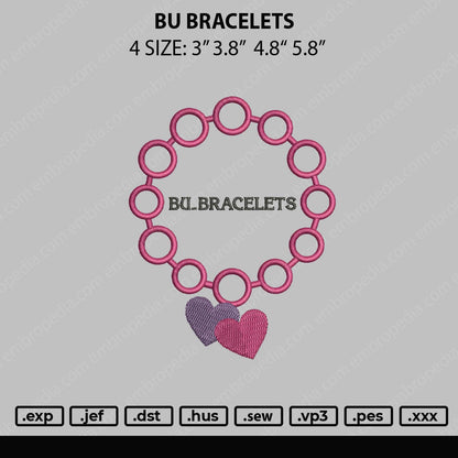BU Bacelets Embroidery Design File 4 sizes