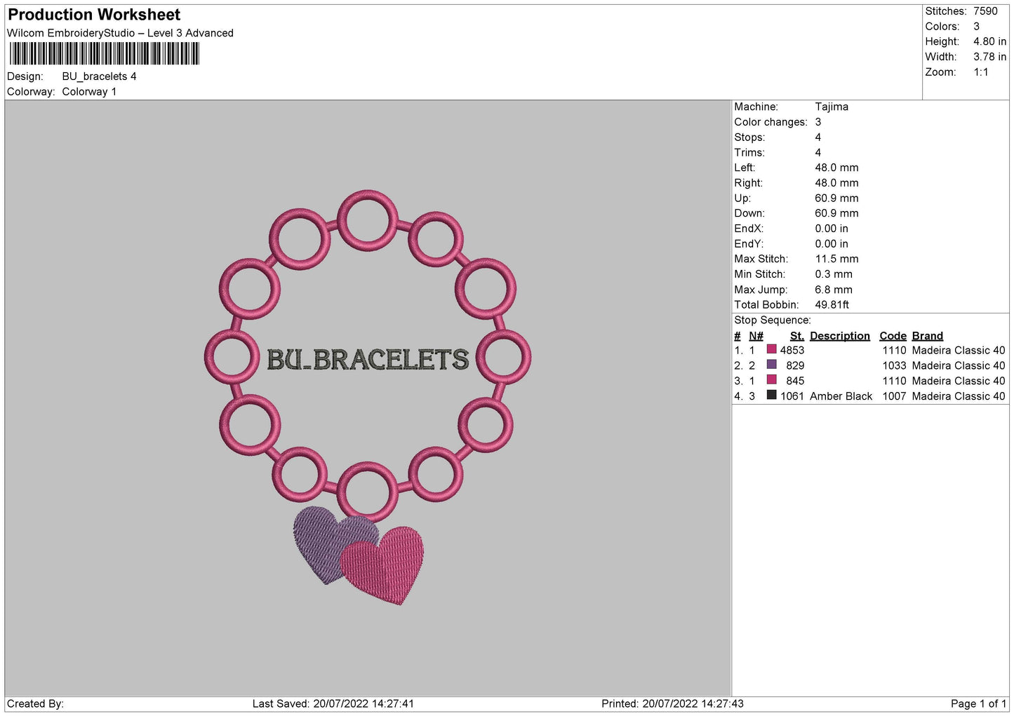 BU Bacelets Embroidery Design File 4 sizes