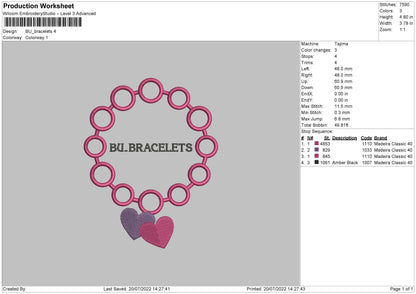 BU Bacelets Embroidery Design File 4 sizes