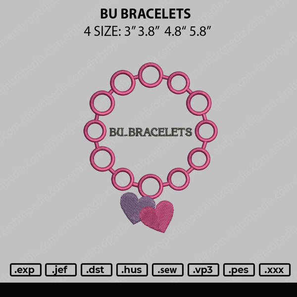 BU Bacelets Embroidery File 4 sizes