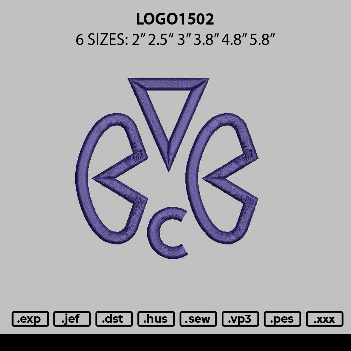 Logo1502 Embroidery File 6 sizes