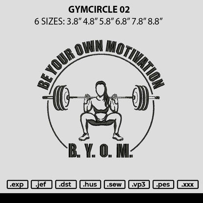 Gymcircle 02 Embroidery File 6 sizes