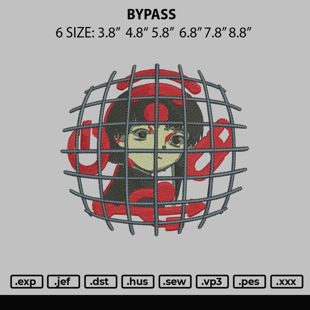 Bypass Embroidery Machine Design File 6 sizes
