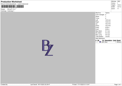 Bz Puff Embroidery Machine Design File 6 sizes