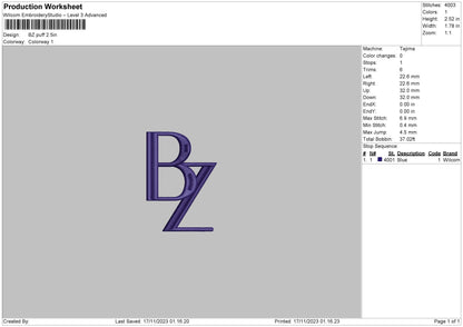 Bz Puff Embroidery Machine Design File 6 sizes