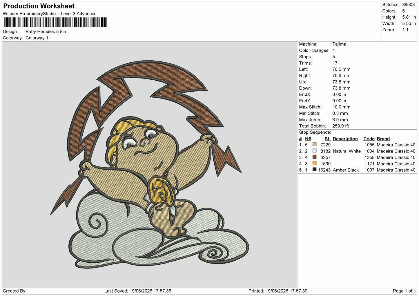 Hercules Chibi Embroidery Machine Design File 6 sizes