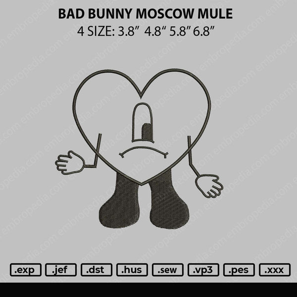 Bad Bunny Moscow Mule Embroidery File 4 size