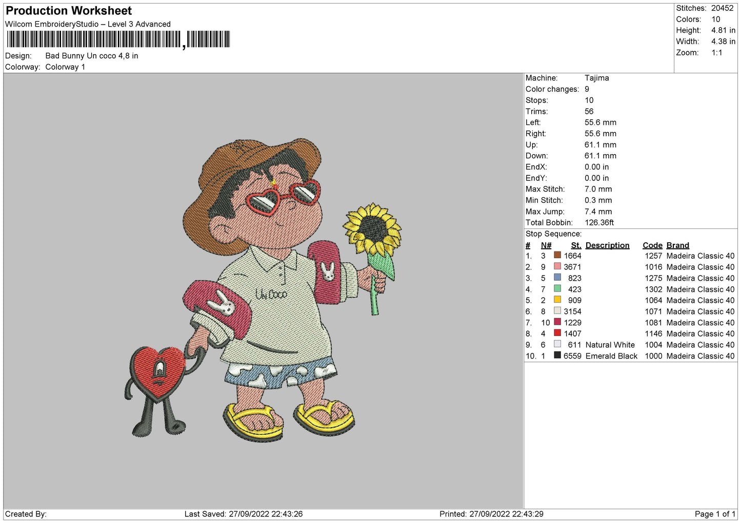 Bad Bunny Uncoco Embroidery File 6 sizes