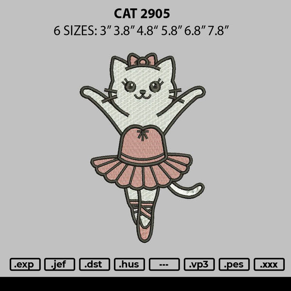 Cat 2905 Embroidery File 6 sizes