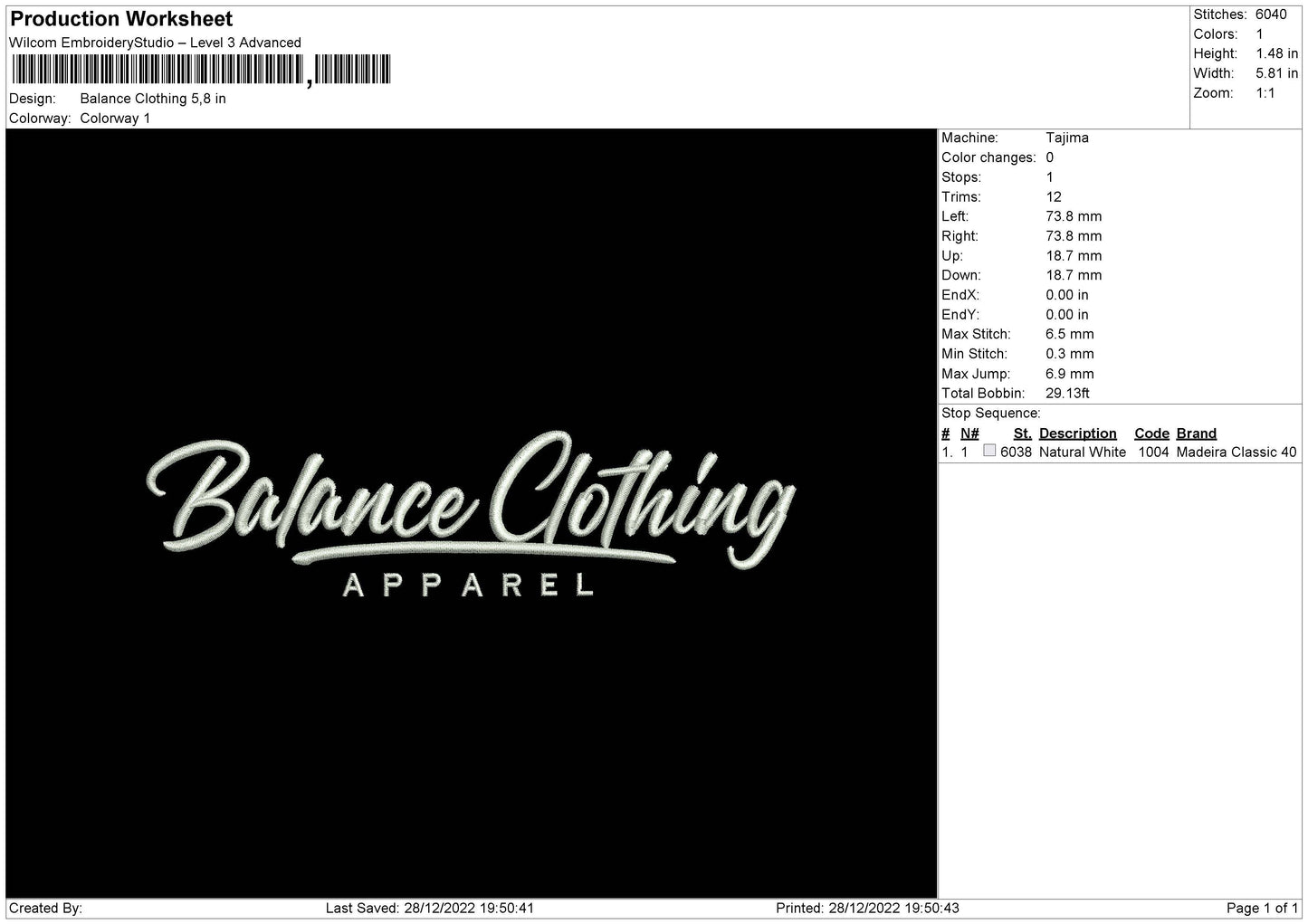 Balance Cloth Embroidery File 6 sizes