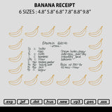 Banana Receipt Embroidery File 6 sizes