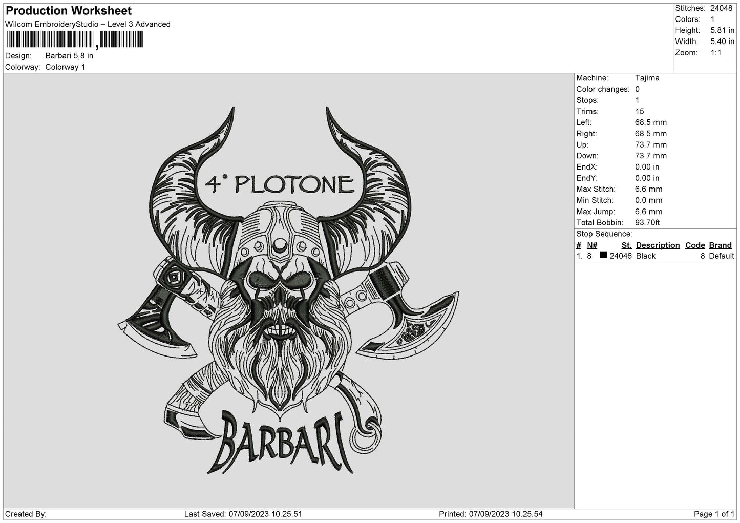 Barbari Embroidery File 6 sizes