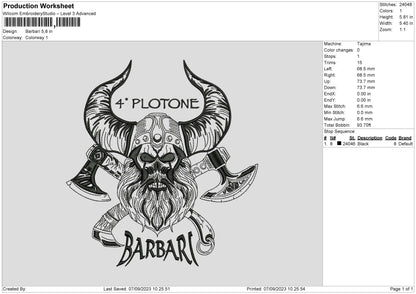 Barbari Embroidery File 6 sizes