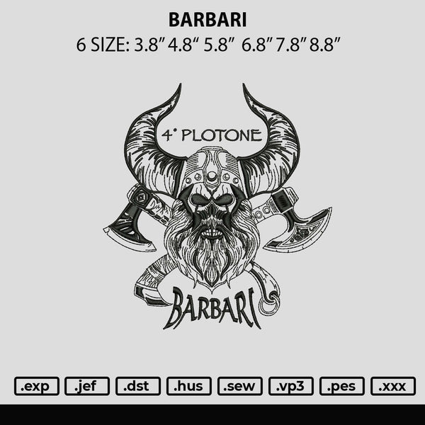 Barbari Embroidery File 6 sizes