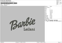 Barbie Leilani Embroidery File 6 sizes