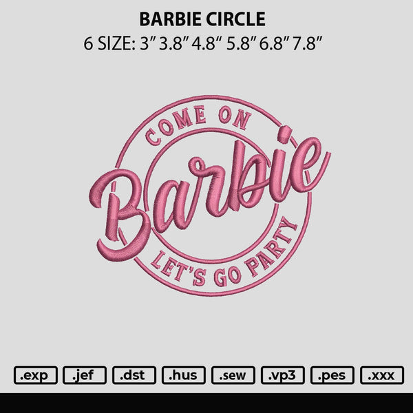 Barbie Circle Embroidery File 6 sizes