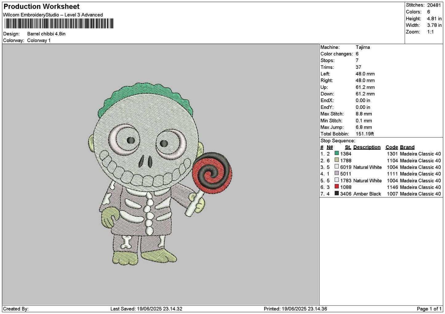 Barrel Chibi Embroidery File 6 sizes