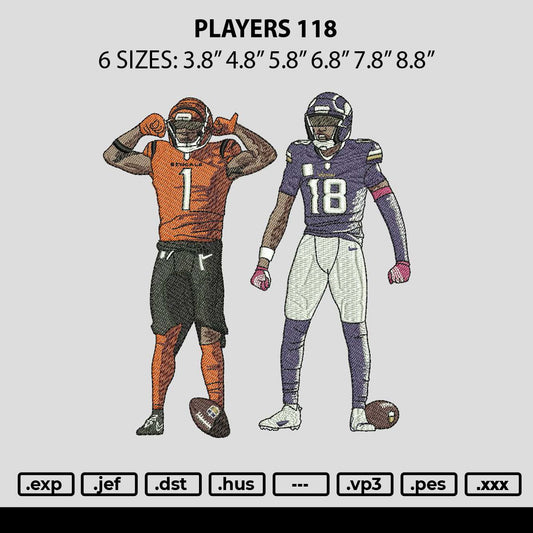 Players 118 Embroidery File 6 sizes