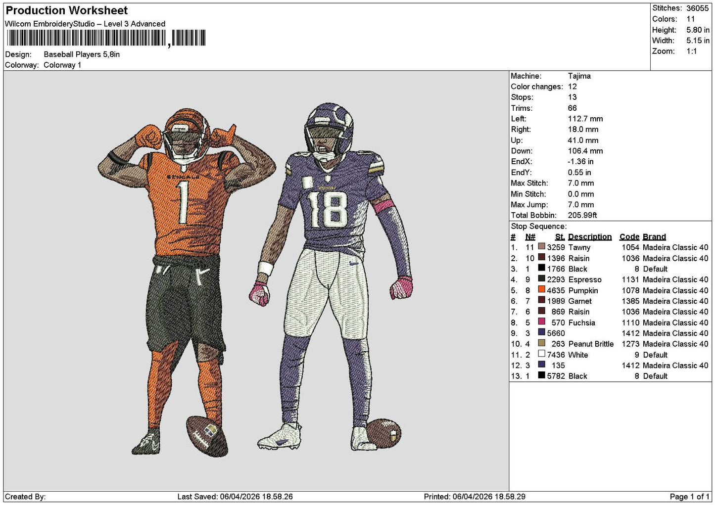 Players 118 Embroidery File 6 sizes