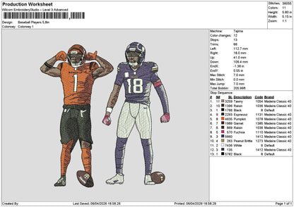 Players 118 Embroidery File 6 sizes