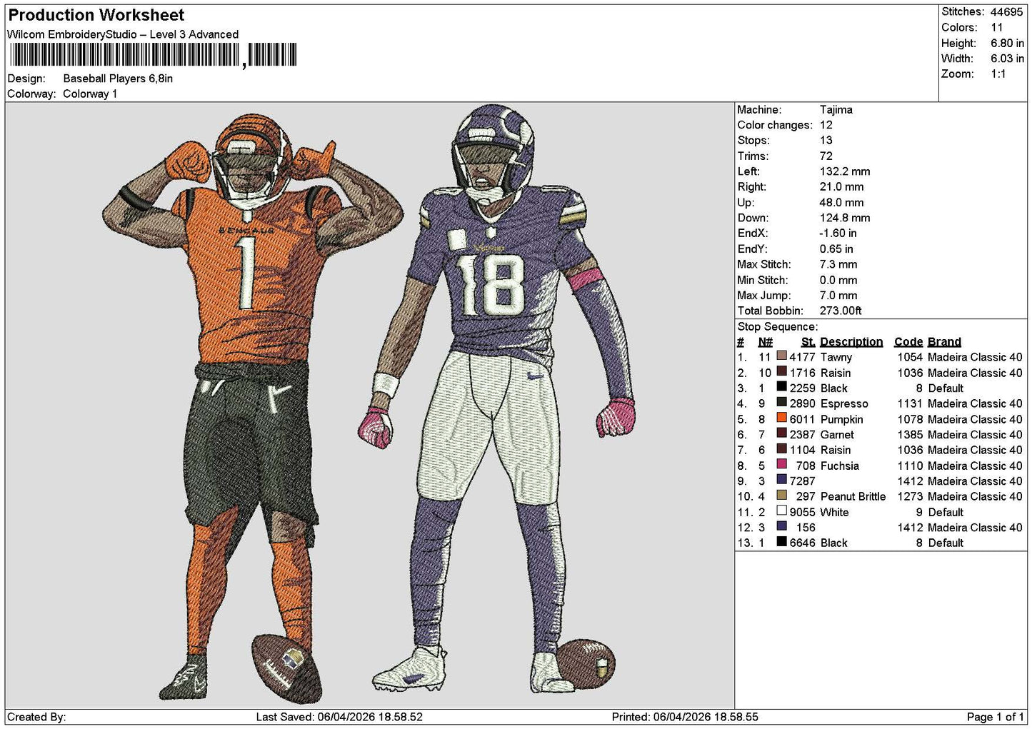 Players 118 Embroidery File 6 sizes