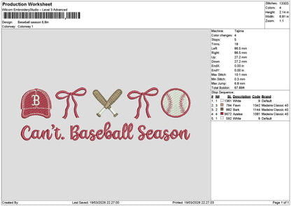 Baseballtext 1903 Embroidery File 6 sizes